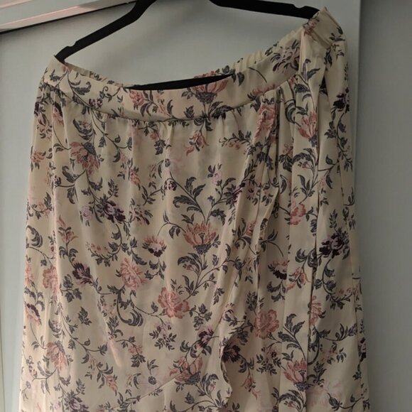 Fourteenth Place Floral Hi-Low Maxi Skirt – Size Large, Ruffles, Faux Wrapped - Picture 1 of 3